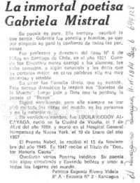 La inmortal poetisa Gabriela Mistral