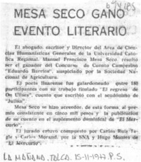 Mesa Seco ganó evento literario.