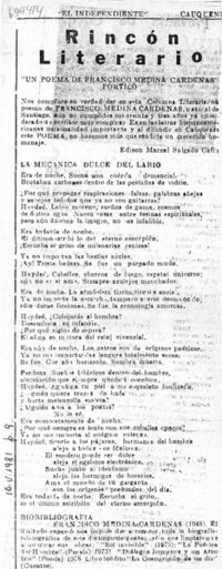 Un poema de Francisco Medina Cardenas