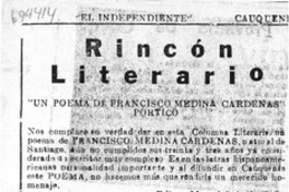 Un poema de Francisco Medina Cardenas