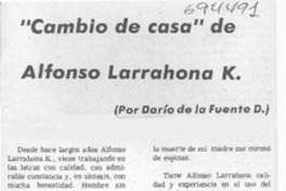 Cambio de casa" de Alfonso Larrahona K.