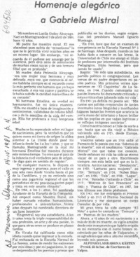 Homenaje alegórico a Gabriela Mistral