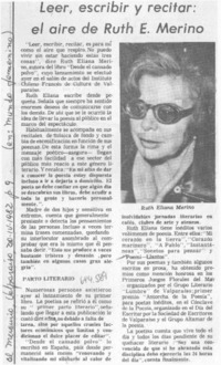 Leer, escribir y recitar: el aire de Ruth E. Merino.