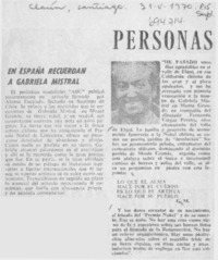 En España recuerdan a Gabriela Mistral.