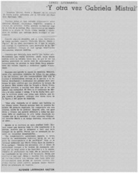 Y otra vez Gabriela Mistral"