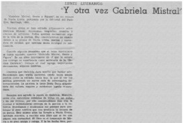 Y otra vez Gabriela Mistral"