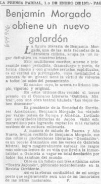 Benjamín Morgado obtiene un nuevo galardón