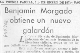 Benjamín Morgado obtiene un nuevo galardón