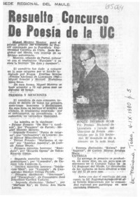 Resuelto concurso de poesía de la UC.