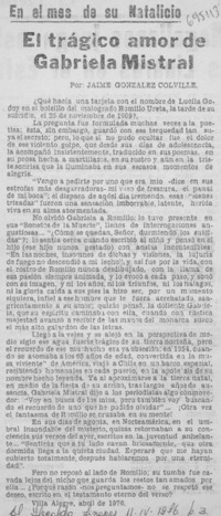El trágico amor de Gabriela Mistral