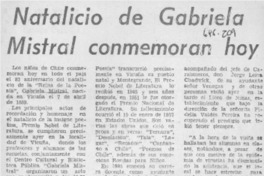 Natalicio de Gabriela Mistral conmemoran hoy.