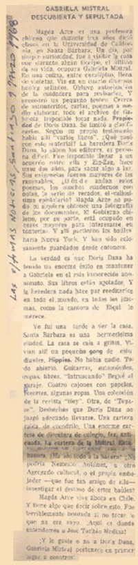 Gabriela Mistral descubierta y sepultada.