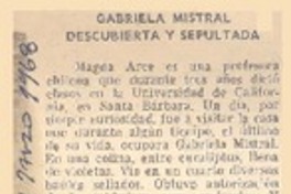 Gabriela Mistral descubierta y sepultada.
