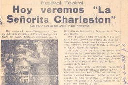 Hoy veremos "La Señorita Charleston".