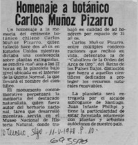 Homenaje a botánico Carlos Muñoz Pizarro.