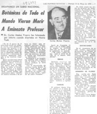 Botánicos de todo el mundo vieron morir a eminente profesor.