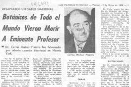 Botánicos de todo el mundo vieron morir a eminente profesor.