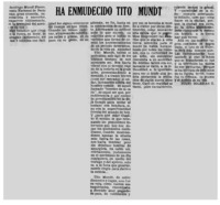 Ha enmudecido Tito Mundt