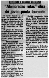 Alambradas rotas" obra de joven poeta laureado.