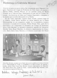 Homenaje a Gabriela Mistral.