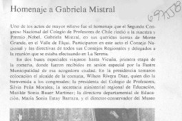 Homenaje a Gabriela Mistral.