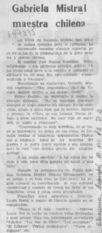 Gabriela Mistral maestra chilena.