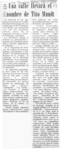 Una Calle llevará el nombre de Tito Mundt.