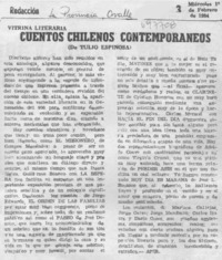 Cuentos chilenos contemporáneos.