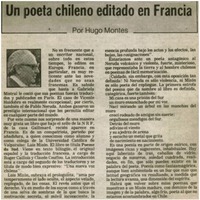Un poeta chileno editado en Francia