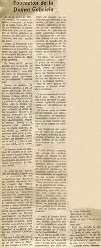 Evocación de la divina Gabriela