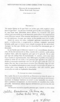 Mis experiencias como director teatral.