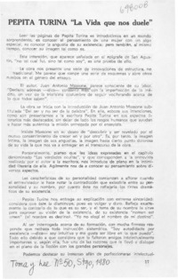 Pepita Turina "La vida que nos duele".