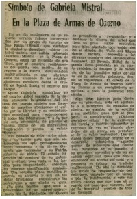 Símbolo de Gabriela Mistral en la plaza de Osorno.