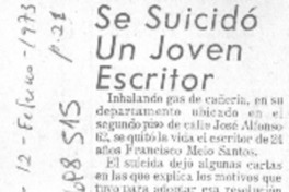 Se suicidó un joven escritor.