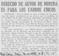 Derecho de autor de Neruda es para los cabros chicos.