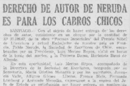 Derecho de autor de Neruda es para los cabros chicos.