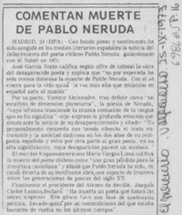 Comentan muerte de Pablo Neruda.