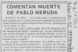 Comentan muerte de Pablo Neruda.