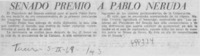 Senado premió a Pablo Neruda.