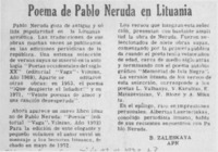 Poema de Pablo Neruda en Lituania.