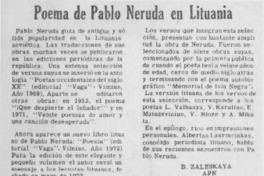 Poema de Pablo Neruda en Lituania.