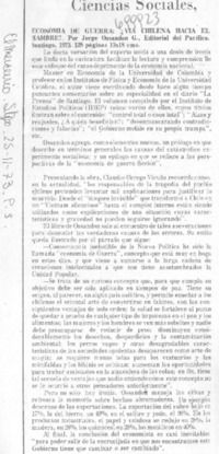 Economía de guerra: ¿Vía chilena hacia el hambre?.