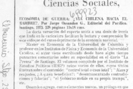 Economía de guerra: ¿Vía chilena hacia el hambre?.