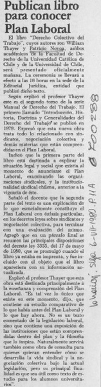 Publican libro para conocer plan laboral.