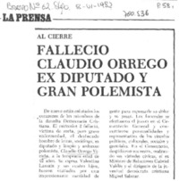 Falleció Claudio Orrego ex diputado y gran polemista.