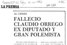 Falleció Claudio Orrego ex diputado y gran polemista.