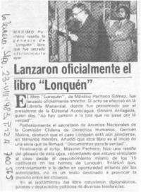 Lanzaron oficialmente el libro "Lonquén".