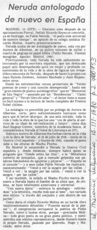 Neruda antologado de nuevo en España.