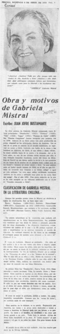 Nuestro primer Premio Nobel de Literatura, Gabriela Mistral