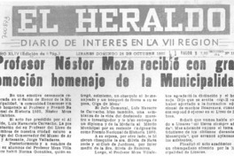 Profesor Néstor Meza recibió con gran emoción homenaje de la municipalidad.